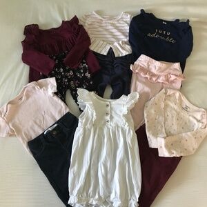 Baby girl set of 13 coordinating burgundy/pink/navy